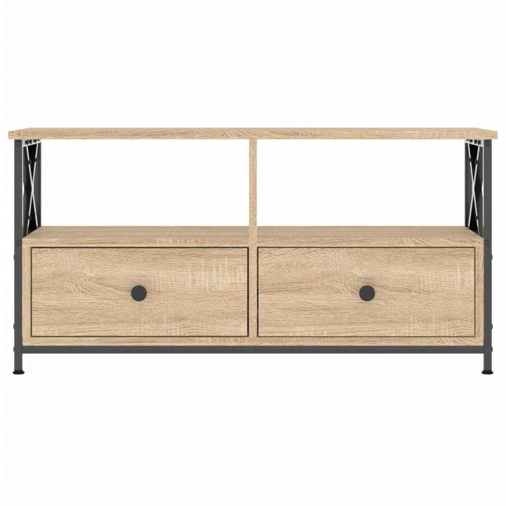 vidaXL 2 Drawer 2 Open Shelf TV Cabinet with Black Handles Image 4