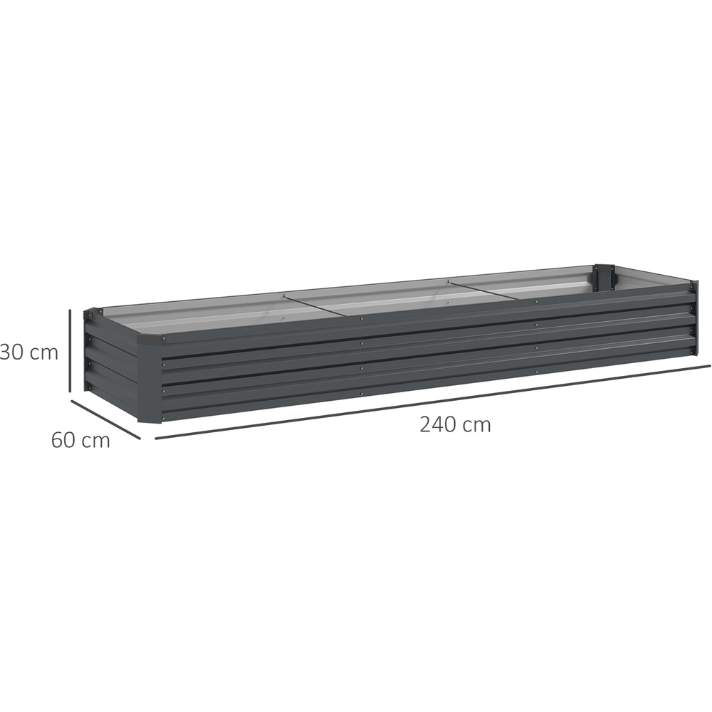 Outsunny Grey Galvanised Raised Bed Planter Box 240 x 60cm Image 7