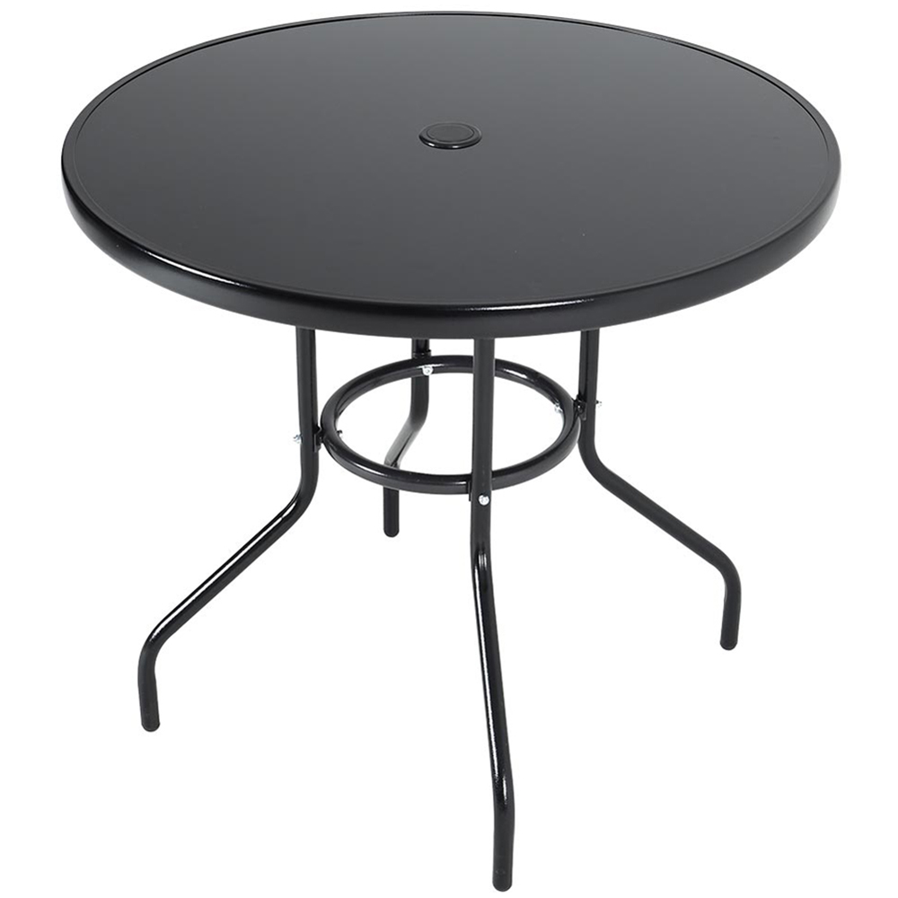 Living and Home Foldable 2 Seater Black Tempered Glass Bistro Set Image 4