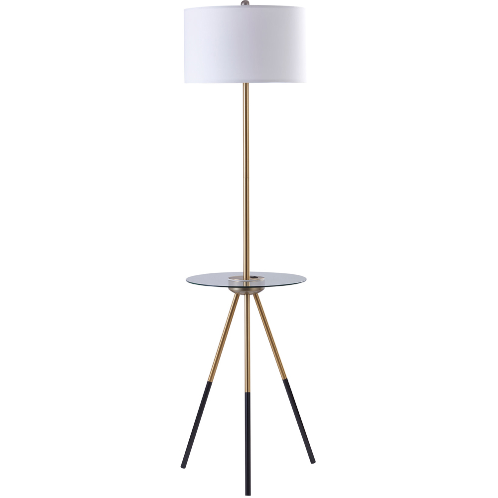 Teamson Home Myra Black Tripod Floor Lamp with USB Port and Glass Table Image 1