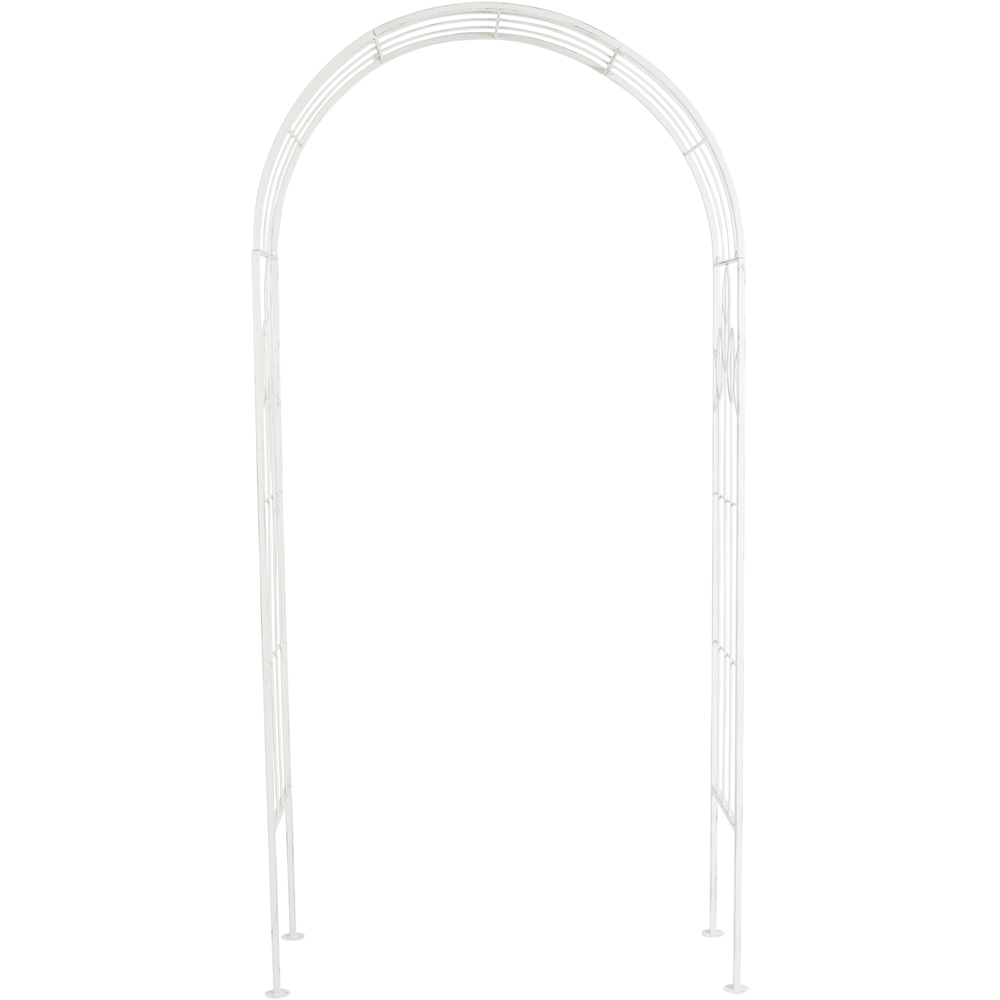 Charles Bentley 6.9 x 1.2 x 3.4ft Antique White Rustic Metal Leaf Pattern Garden Arch Image 3