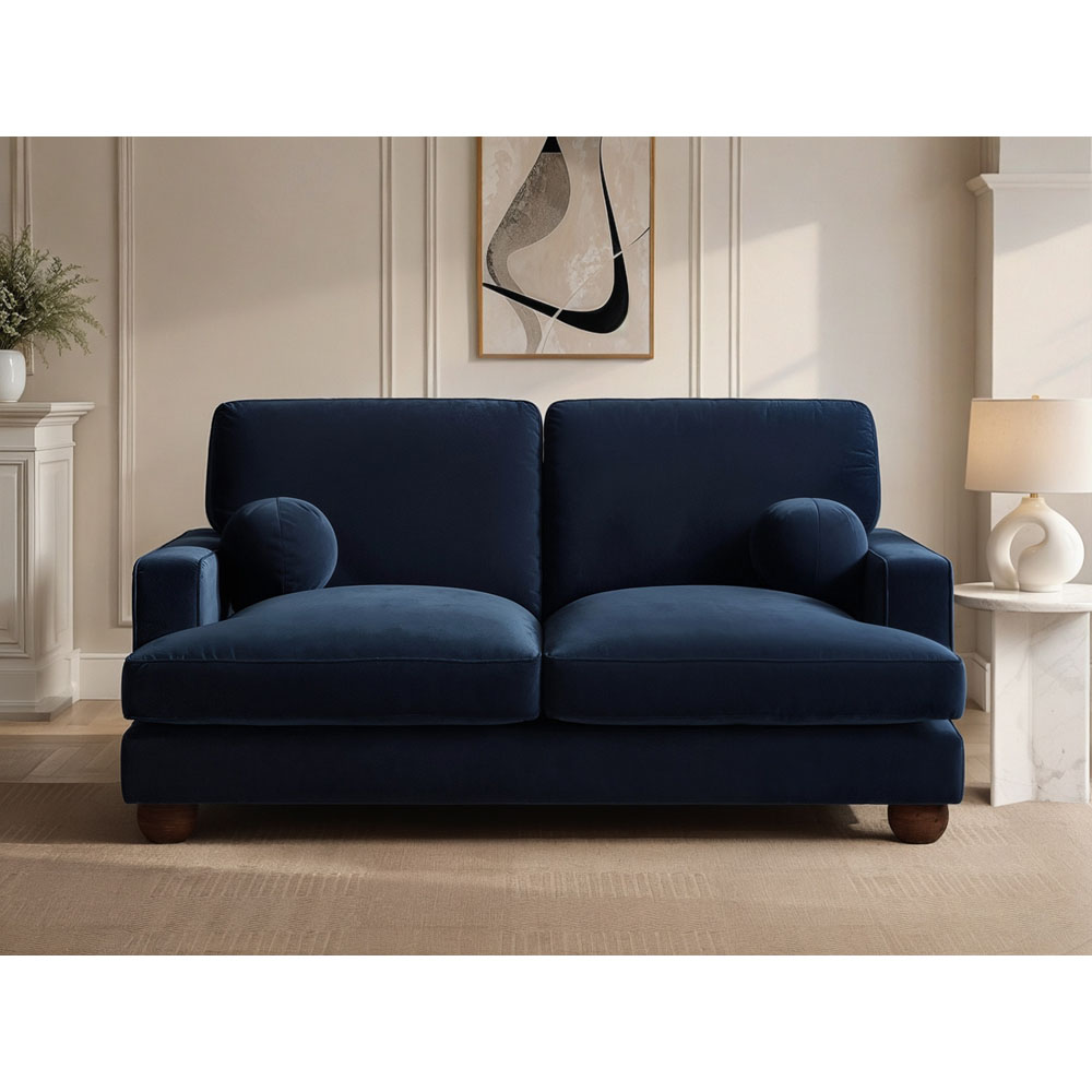 Solace+Co Addison 2 Seater Blue Velvet Sofa Image 5