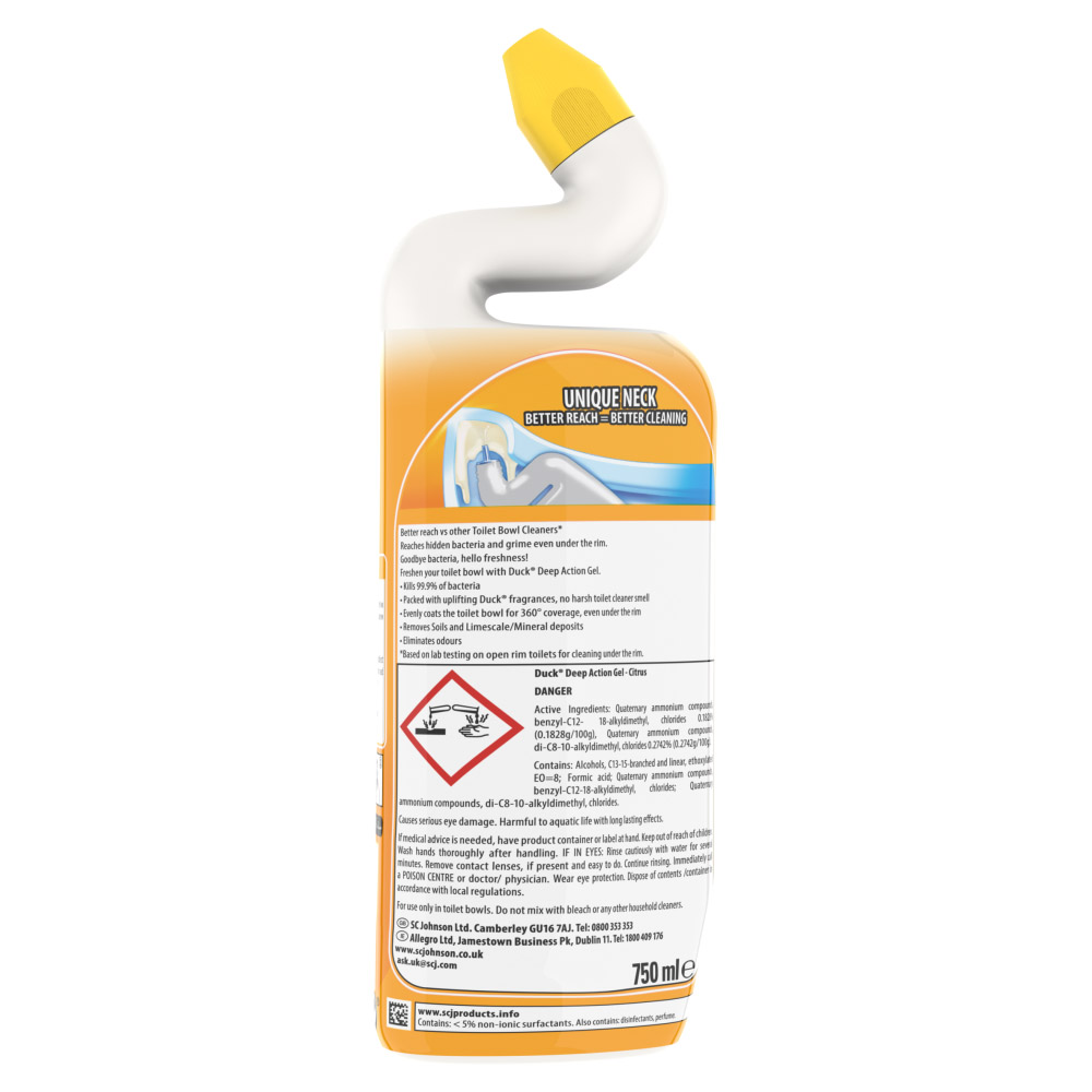 Duck Deep Action Gel Citrus Toilet Liquid Cleaner 750ml Image 3