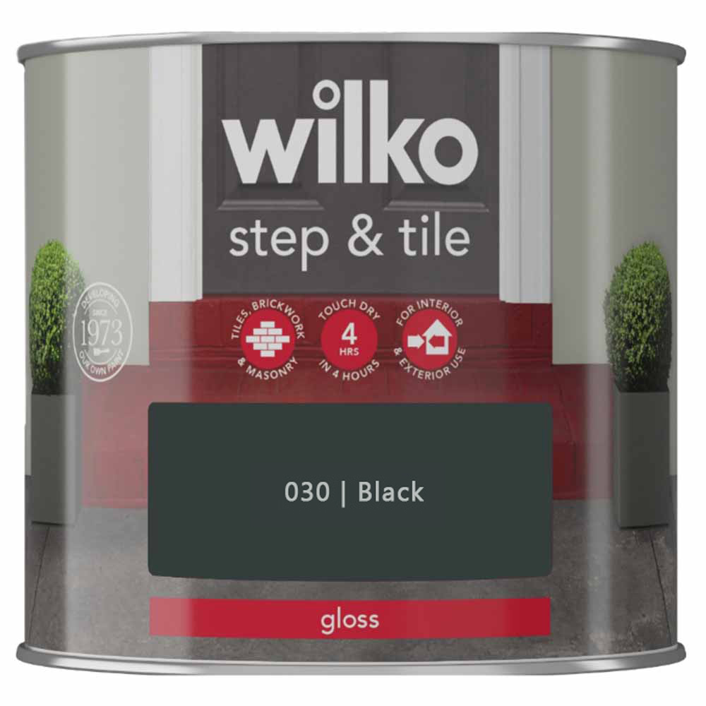 Wilko Step & Tile Black Gloss Paint 500ml Image 2