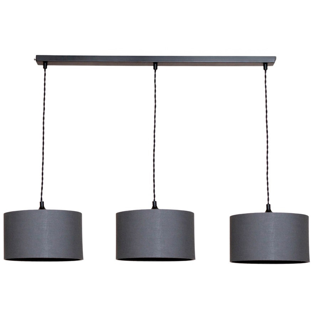 ValueLights Reni Charcoal Drum Shade 3 Drop Bar Matte Black Diner LED Ceiling Light Image 1
