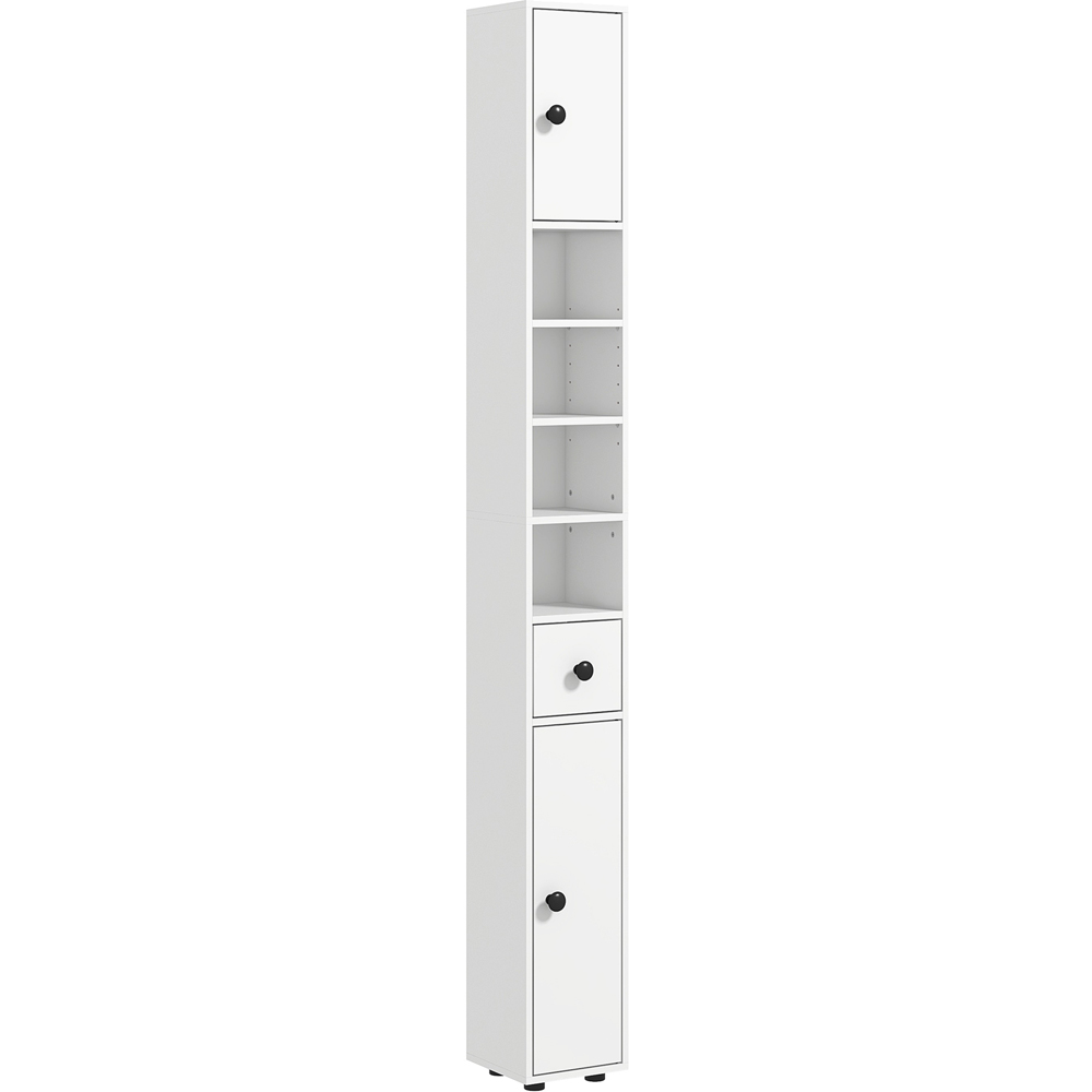 Kleankin White 3 Door 4 Shelf Slim Bathroom Cabinet Image 2