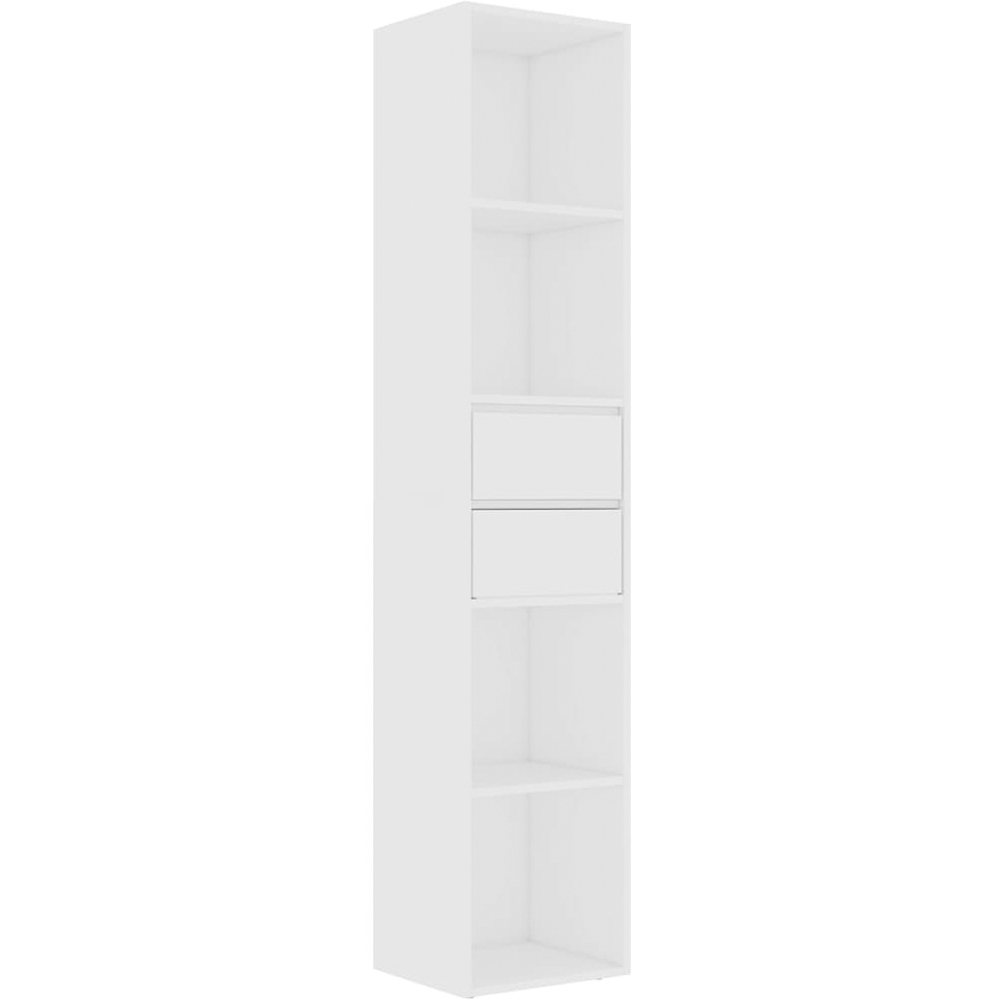 vidaXL 4 Shelf 2 Drawer White Tall Bookcase Image 2
