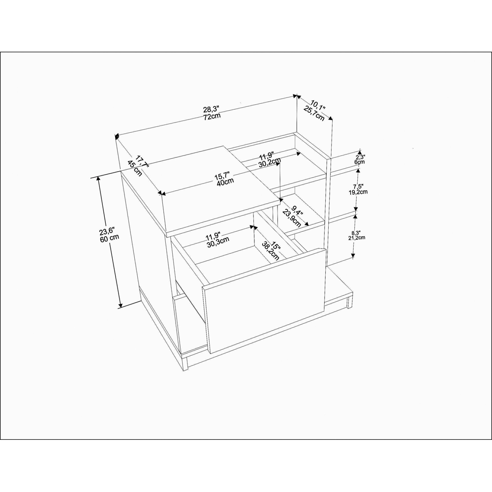 Decorotika Rena 2 Door 3 Shelf White and Oud Bedside Table Image 7