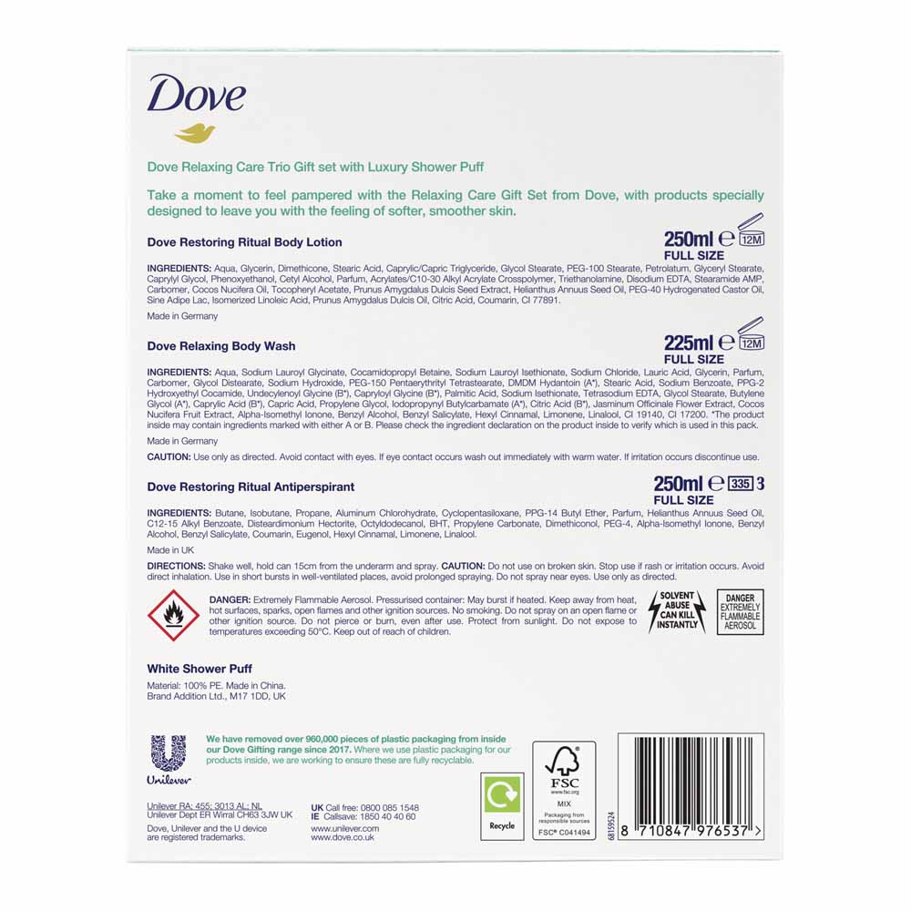 Dove Relaxing Care Trio Gift Set Image 2