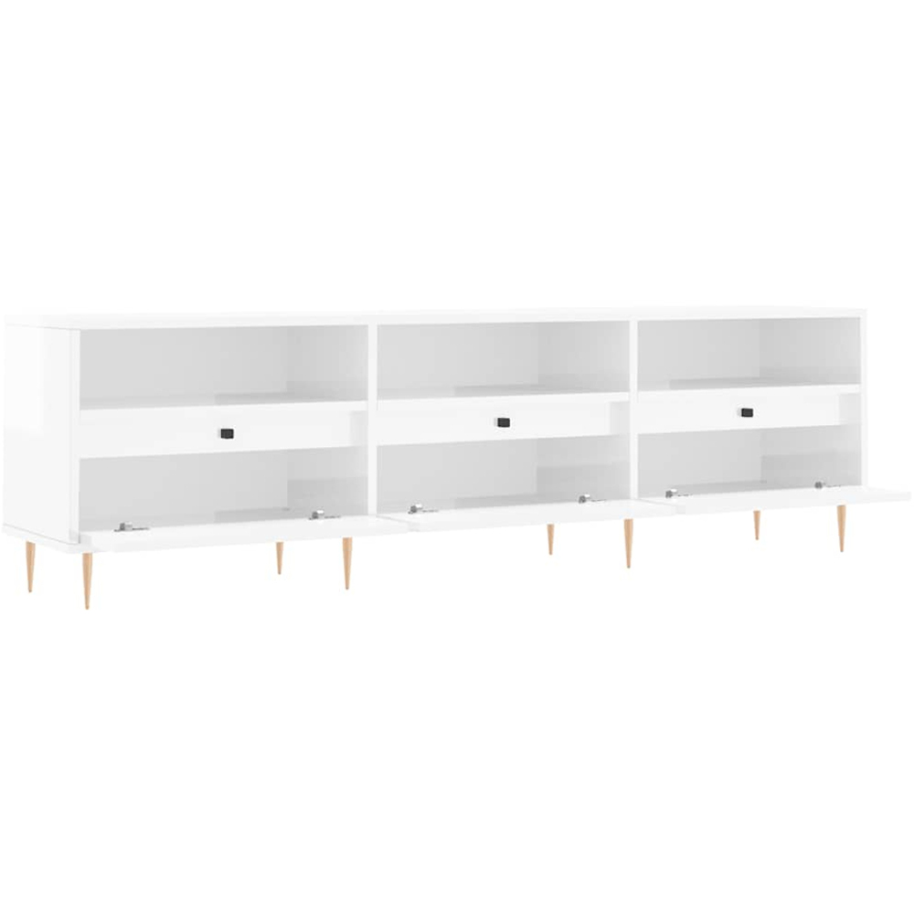 vidaXL 3 Door 3 Shelf High Gloss White TV Cabinet Image 6