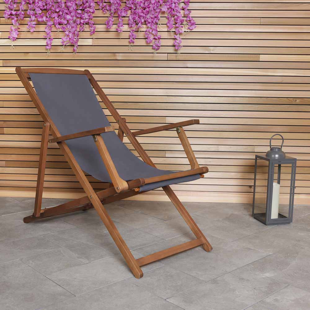 Charles Bentley Grey FSC Deck Chair Image 1