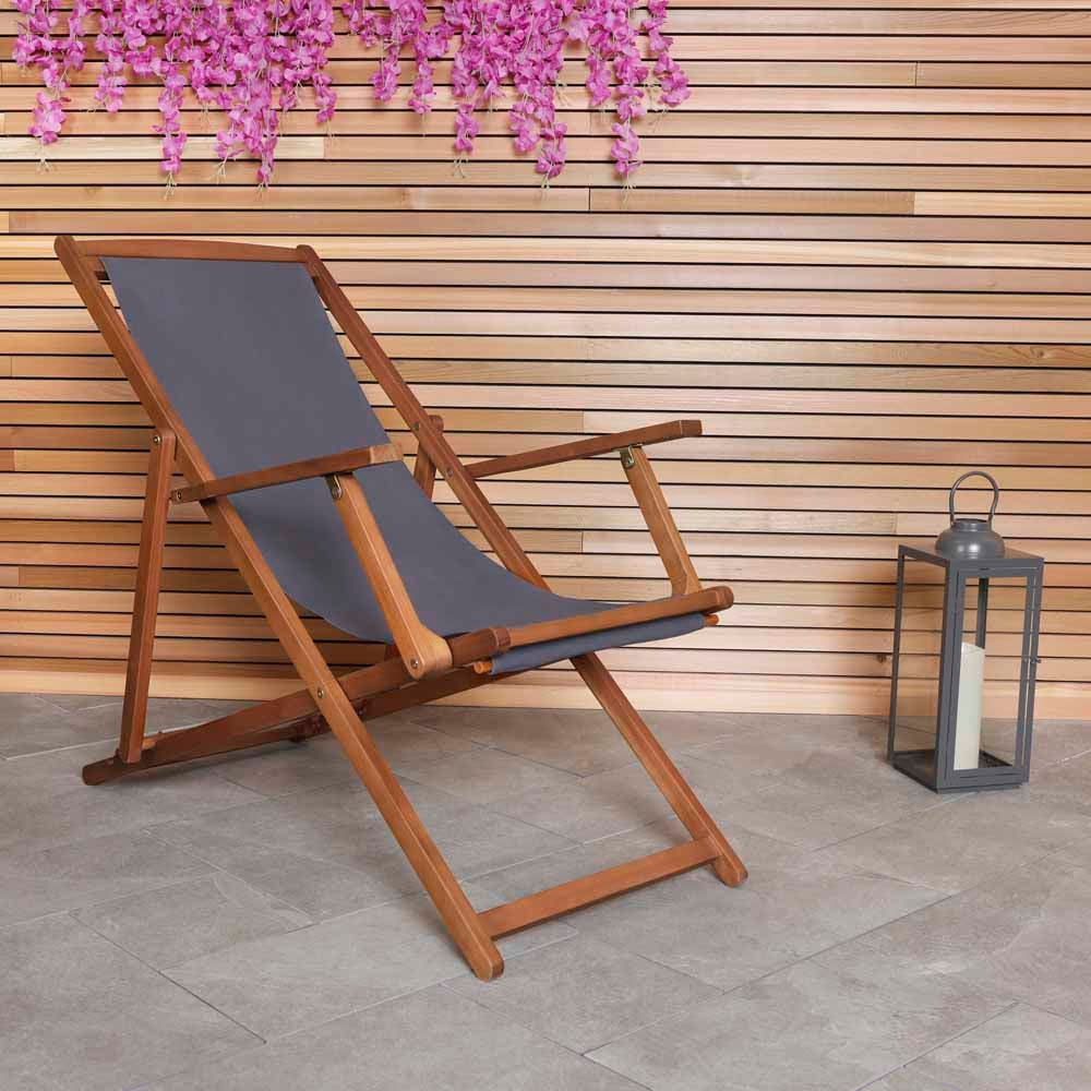 Charles Bentley Grey FSC Deck Chair Image 1