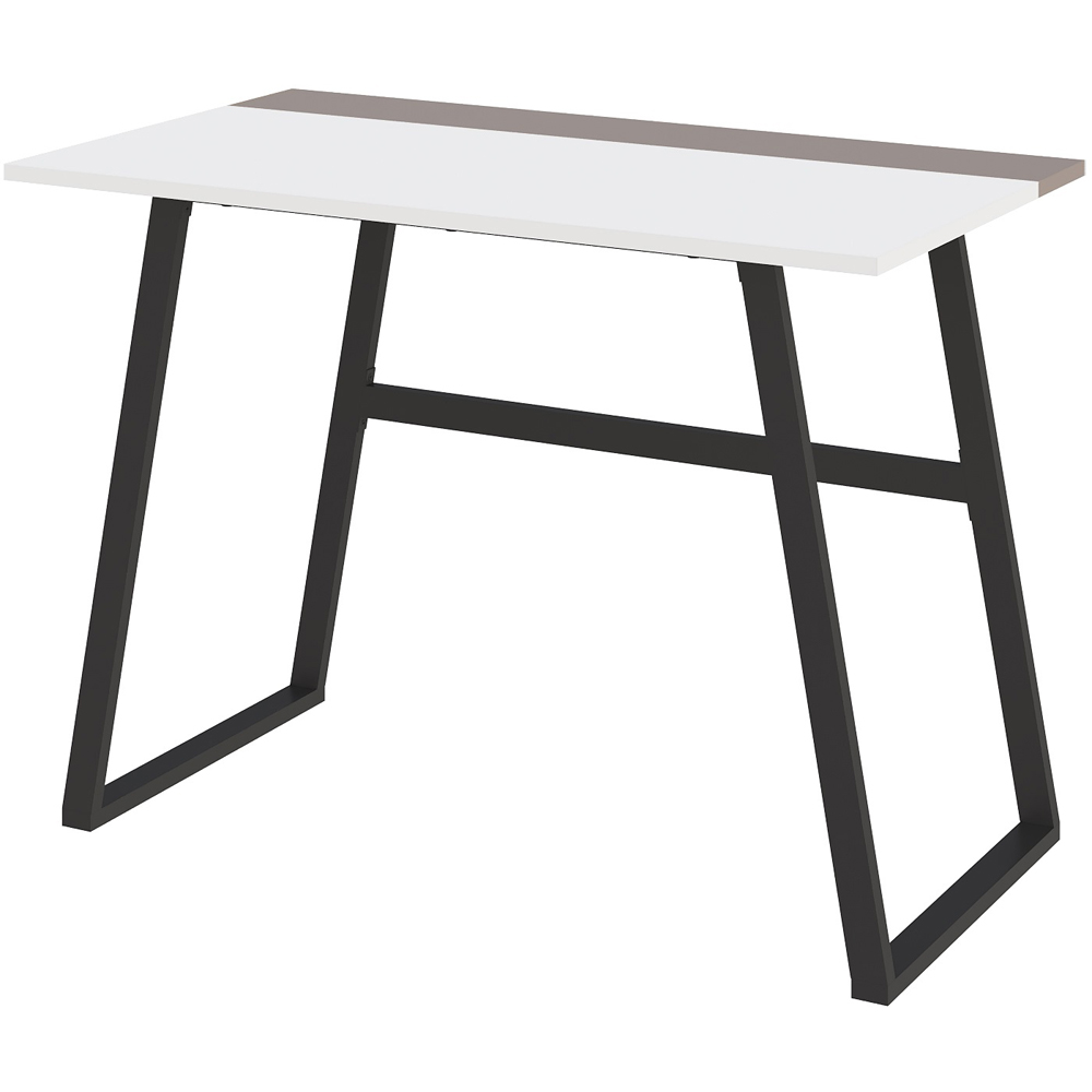 Decortie Kemre Metal Leg Modern Computer Desk Black White and Mocha Grey Image 2