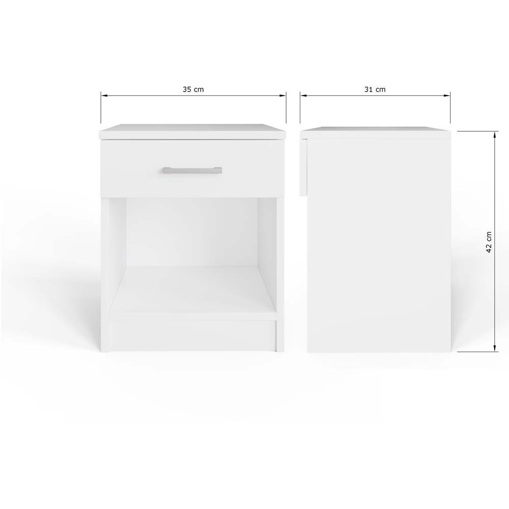 GFW Bailey Single Drawer Single Shelf White Bedside Table Set of 2 Image 9