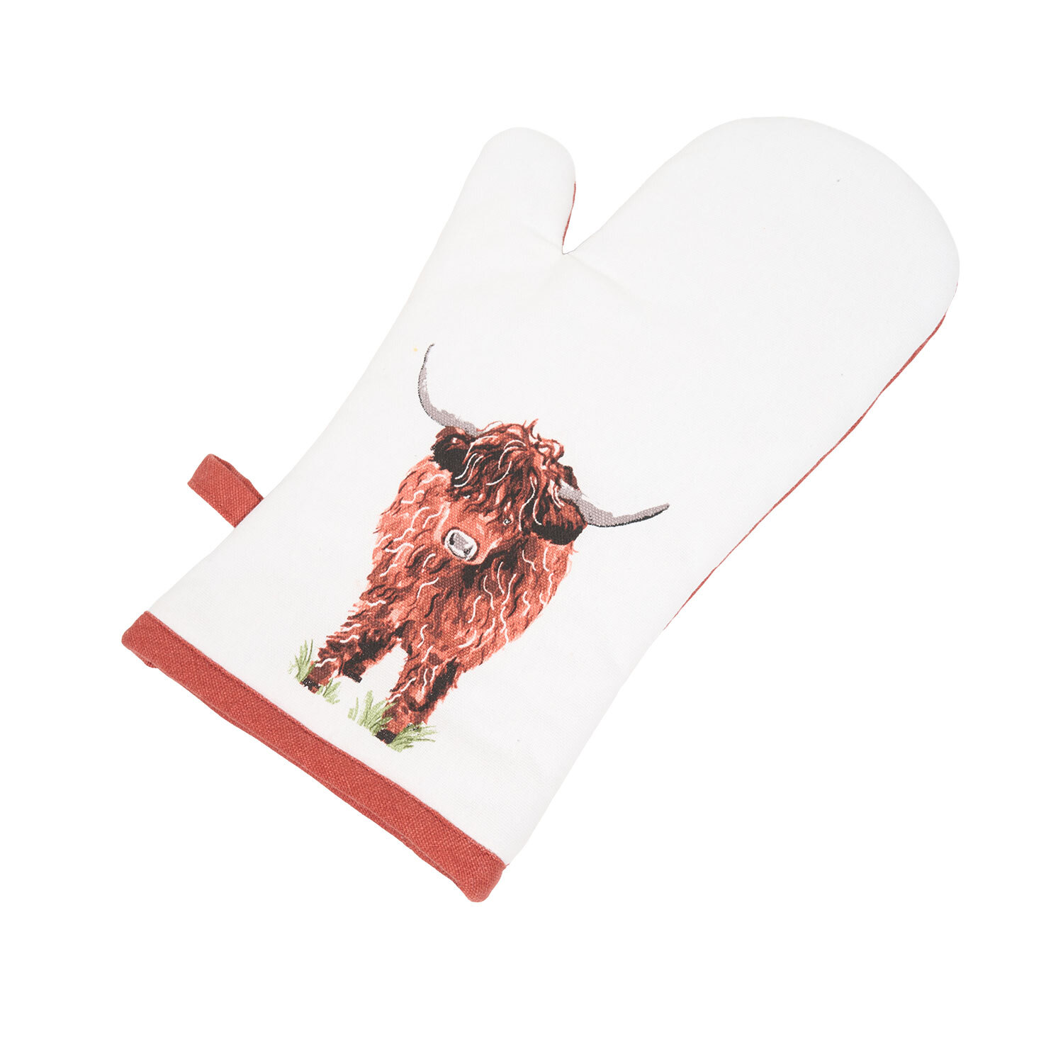 Highland Cow Design Single Oven Glove White Image 4