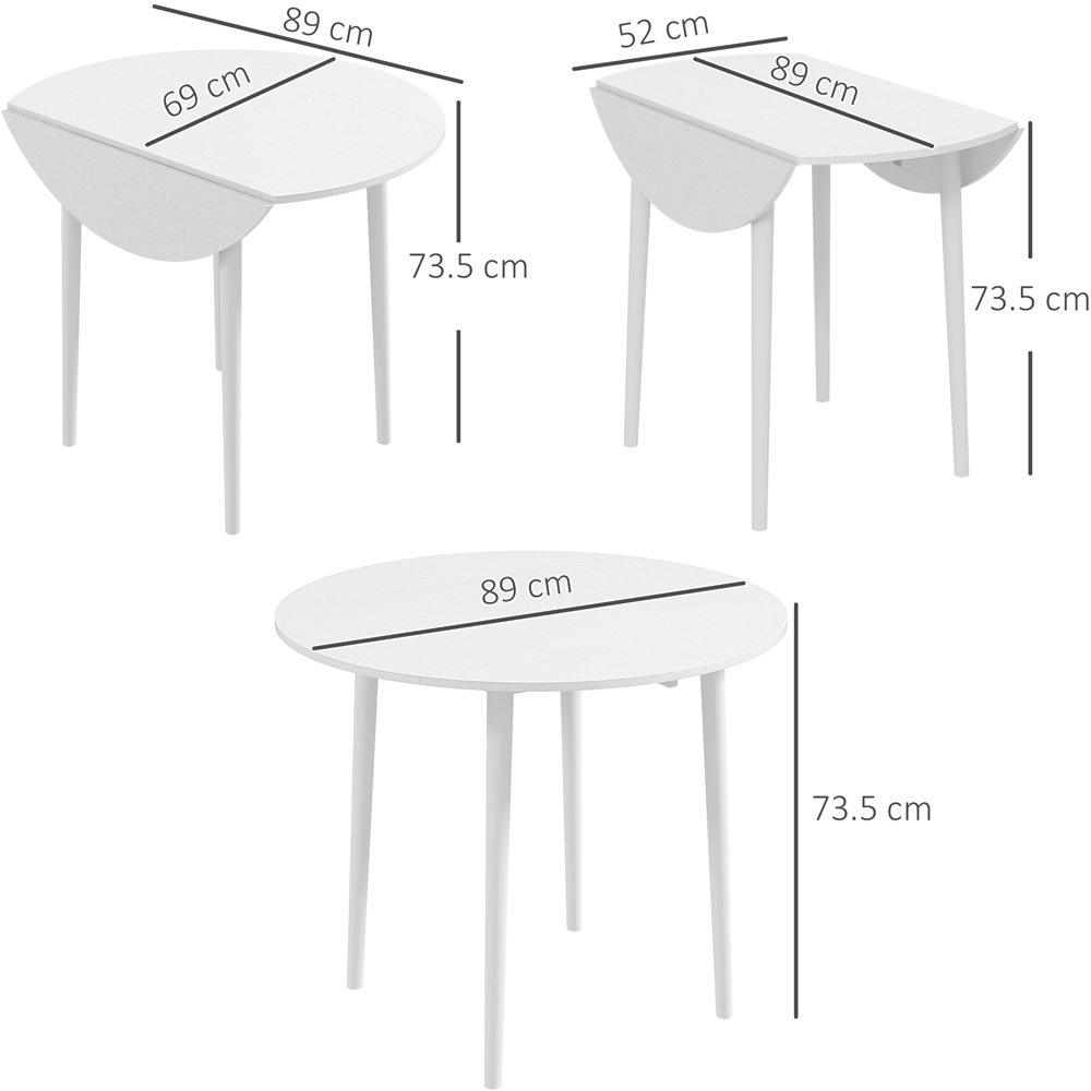 HOMCOM 4 Seater White Round Foldable Dining Table Image 9