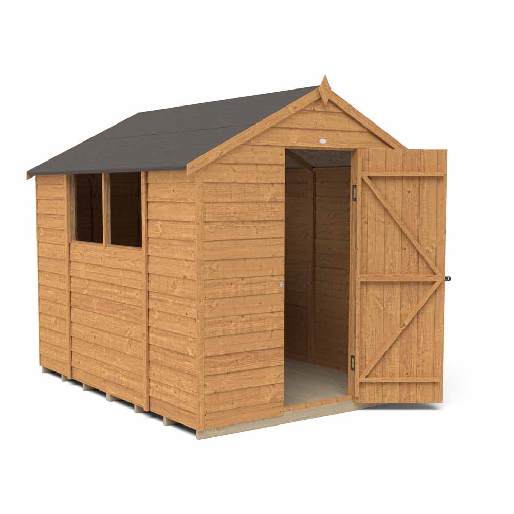 Forest Garden 8 x 6ft Overlap Dip Treated Apex Garden Shed Image 1