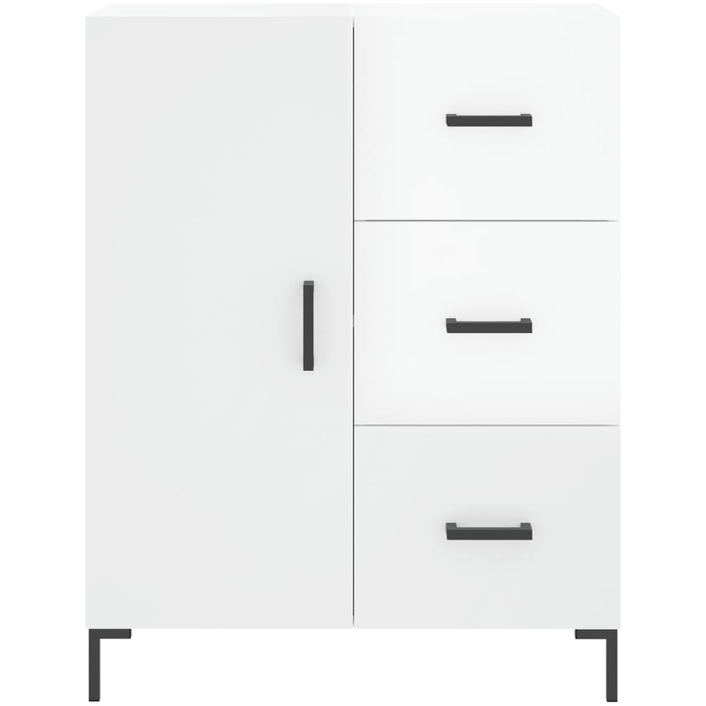 vidaXL Single Door 3 Drawer High Gloss White Sideboard Image 5