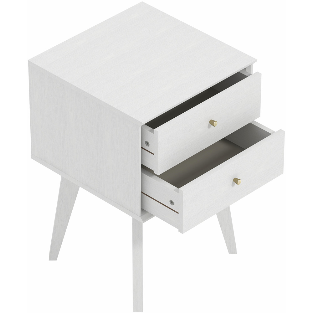 GFW Buckfast 2 Drawer Pearl White Side Table Image 4