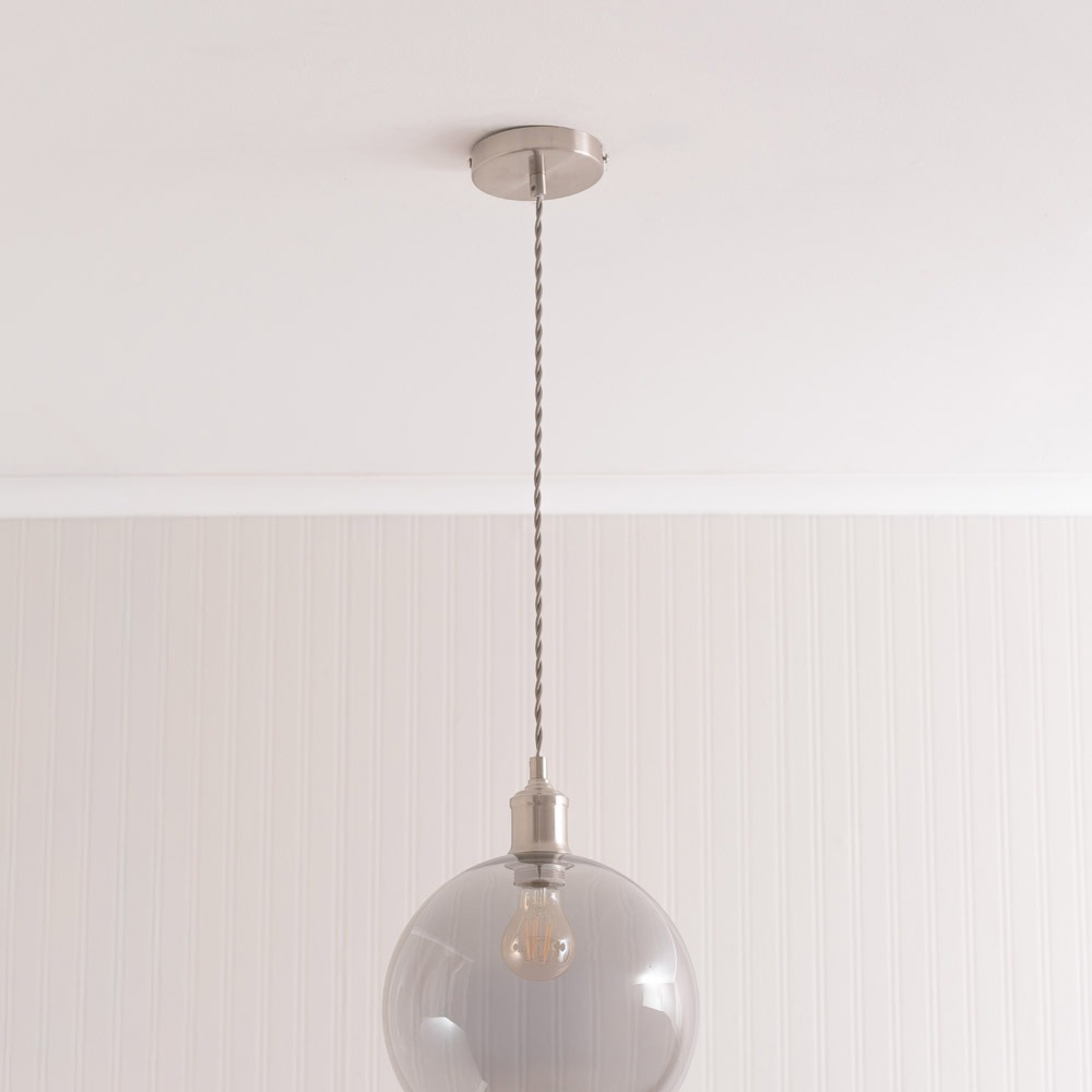 ValueLights Bellamy Single Smoked Glass Globe Brushed Chrome LED Ceiling Pendant Light Image 4