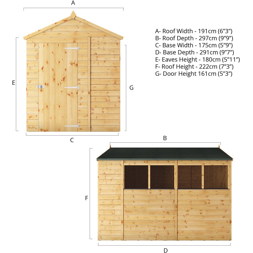Mercia 10 x 6ft Shiplap Apex Wooden Shed Image 4