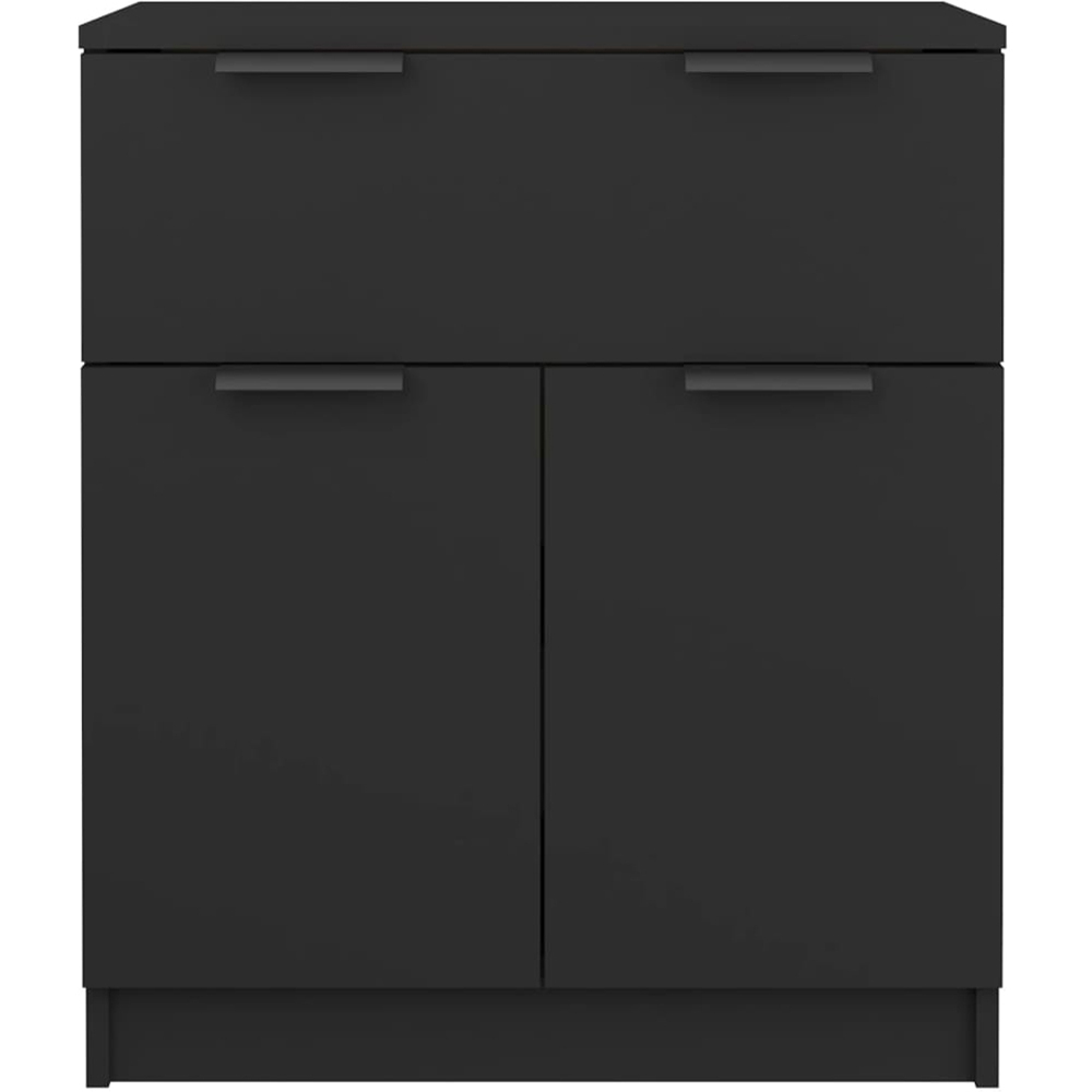 vidaXL 2 Door Single Drawer Black Wooden Sideboard Image 3