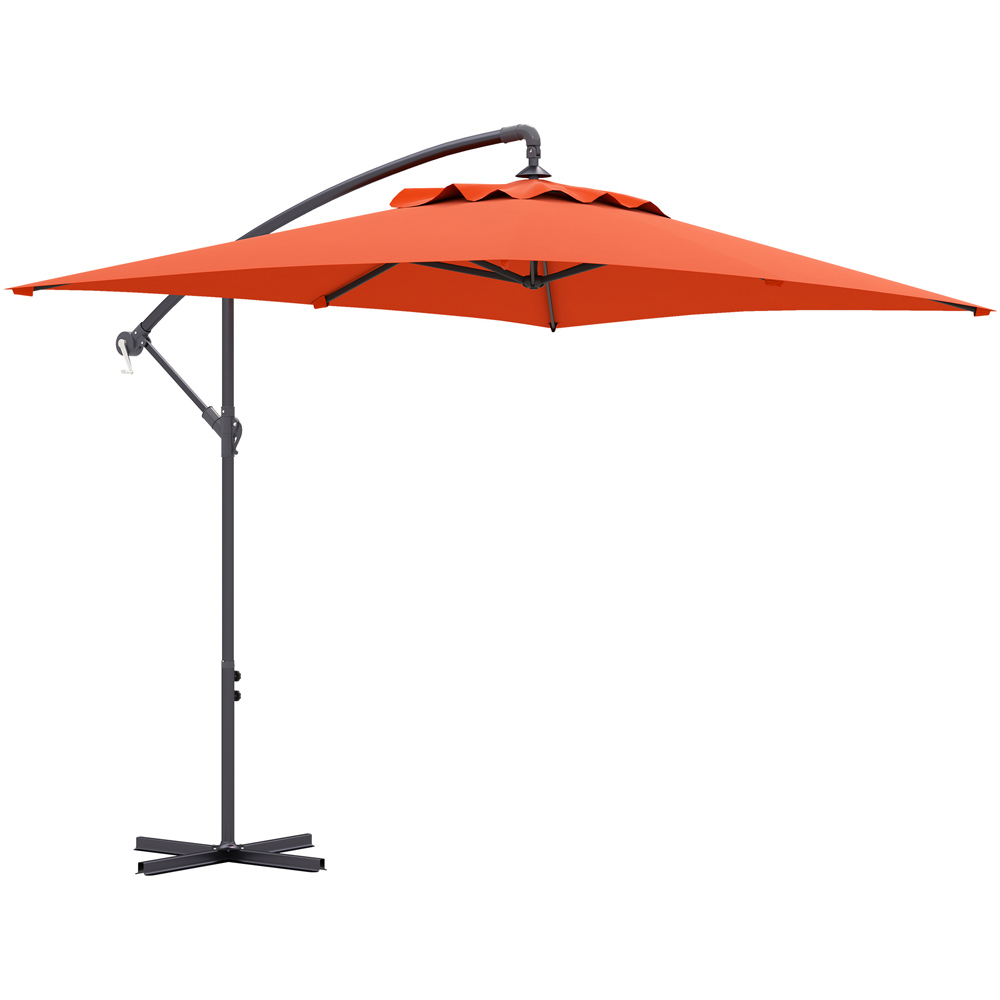 Outsunny Orange Crank and Tilt Cantilever Parasol with Cross Base 3m Image 1