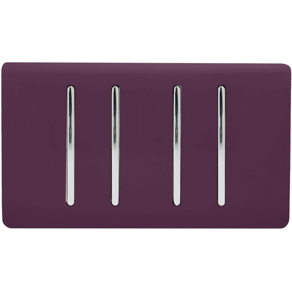 Trendi Switch 4 Gang 10amp 1 or 2 Way Plum Purple Light Switch Image 1