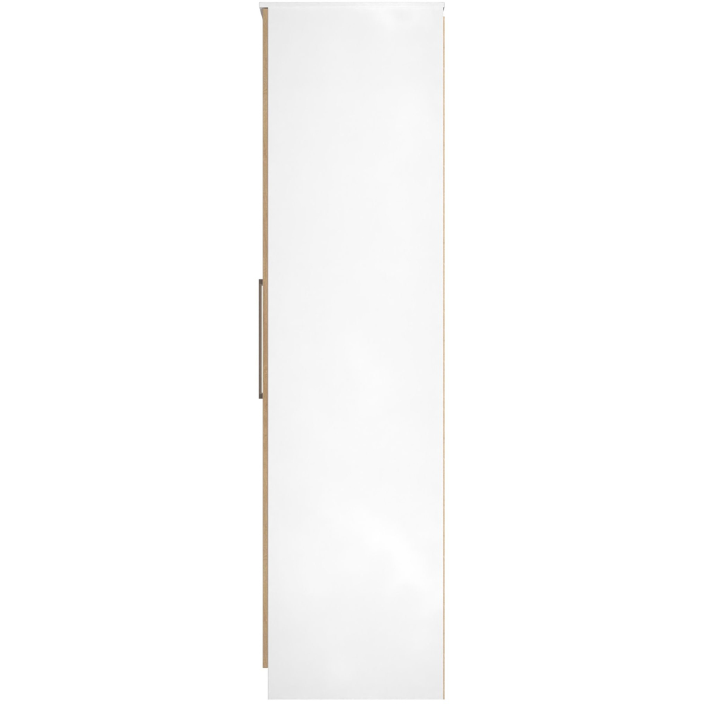 Crowndale 2 Door Slatt Effect and White Tall Wardrobe Ready Assembled Image 6
