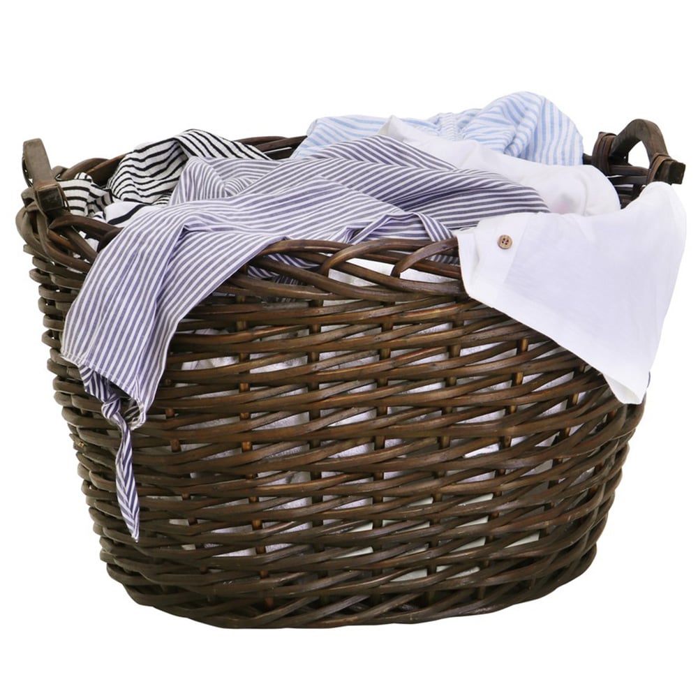 JVL Dark Willow Brown Log Basket with Metal Handles 36 x 55 x 47cm Image 5