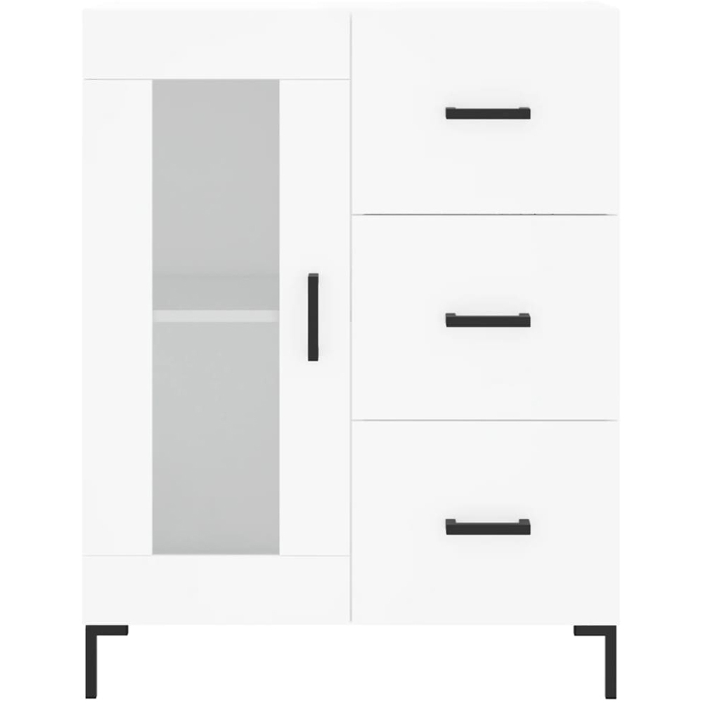 vidaXL Single Glass Door 3 Drawer White Sideboard Image 5