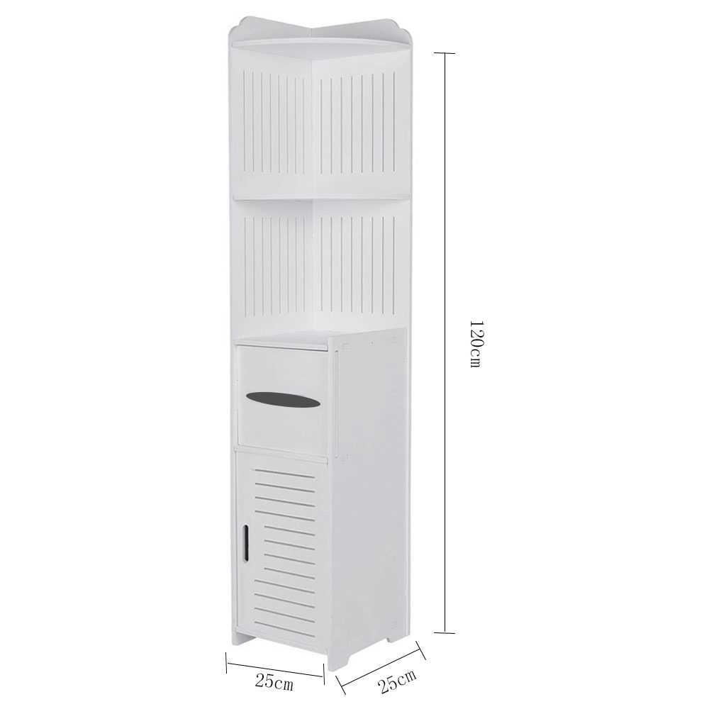 Living and Home White Tall Corner Floor Cabinet Image 8