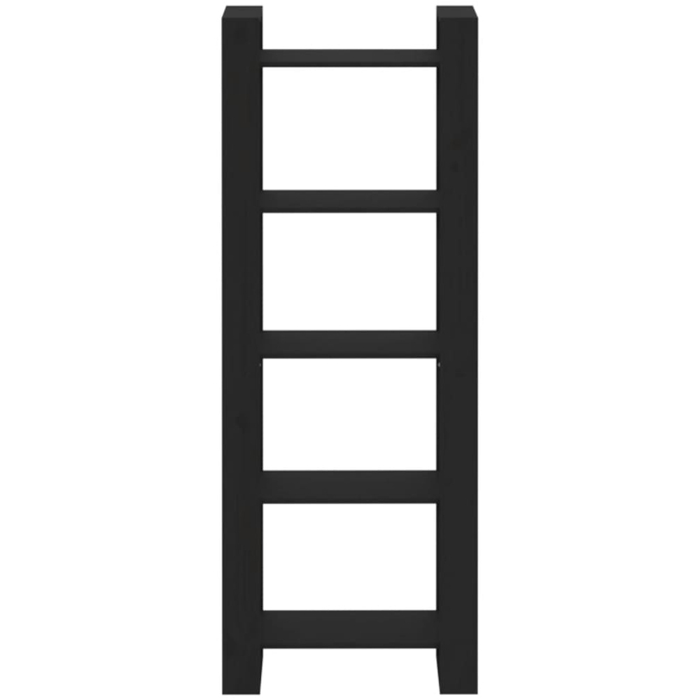 vidaXL 5 Shelf Black Solid Pine Wood Bookcase Image 3