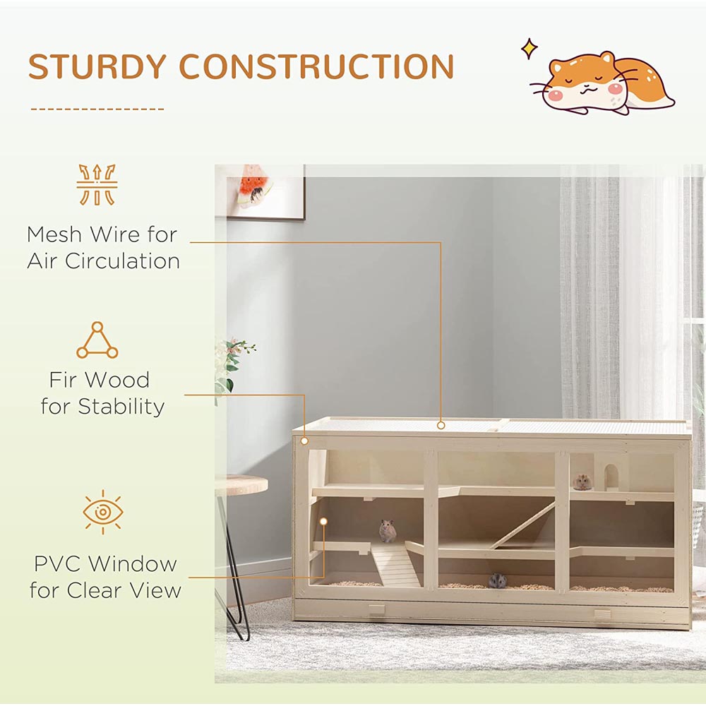 PawHut Wooden Hamster Cage Image 8