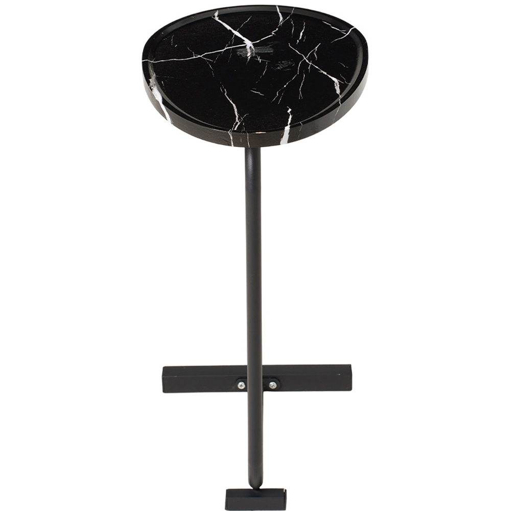 Living and Home Black Marble Effect C-Shape Side Table Image 4