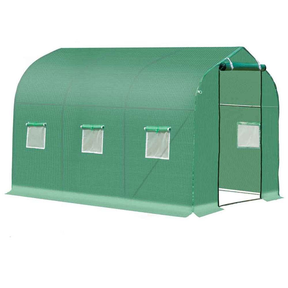 Outsunny Green PE Cloth 6.4 x 10ft Walk In Polytunnel Greenhouse Image 1
