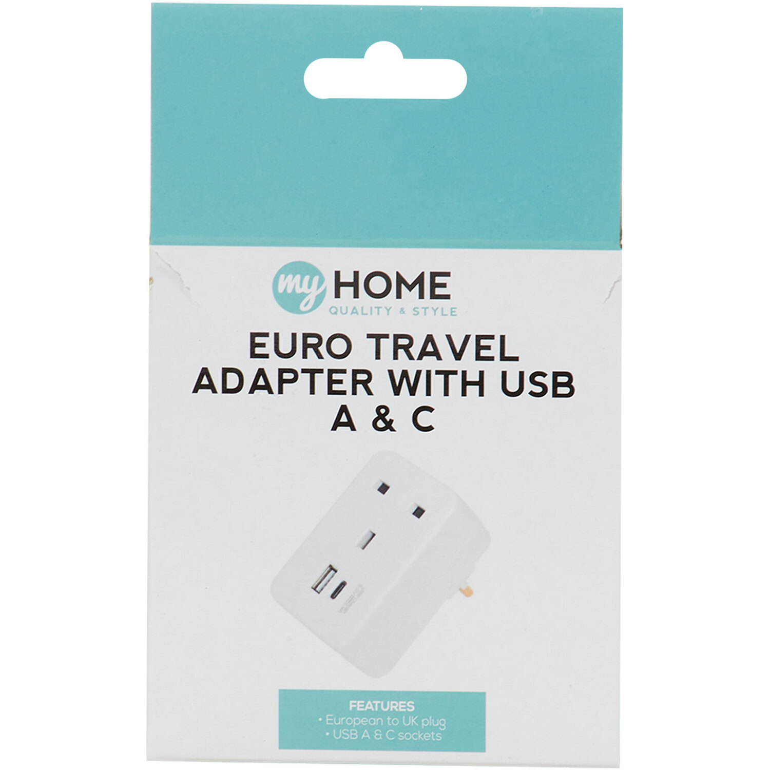 Euro Travel Adapter with USB A and C Image 3
