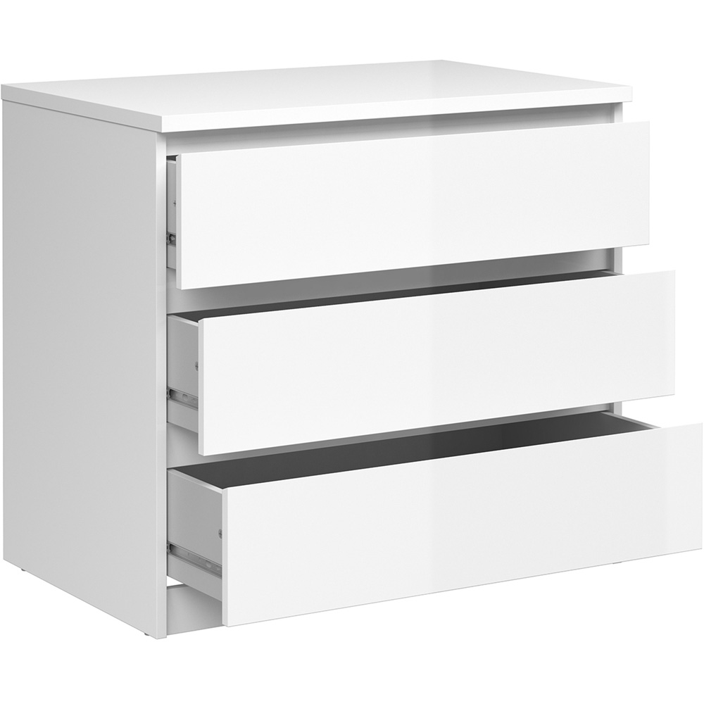 Florence 3 Drawer White High Gloss Chest of Drawers Image 4