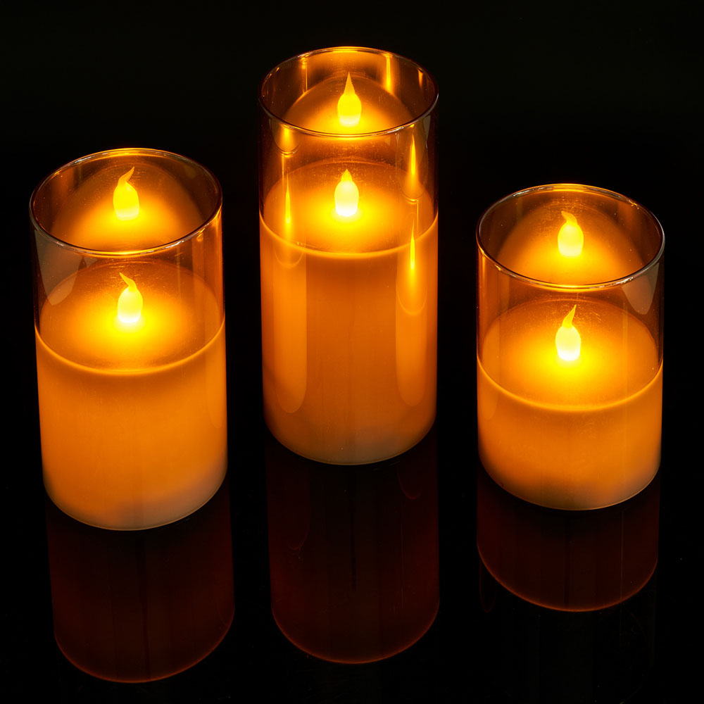 SA Products 3 Piece Clear LED Candles Set Image 3