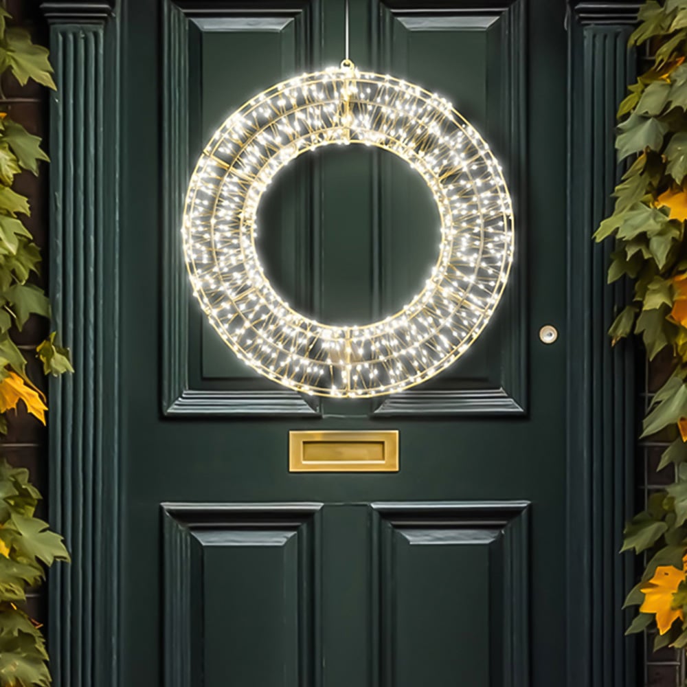Xmas Haus Warm White LED Metal Wreath 50cm Image 6