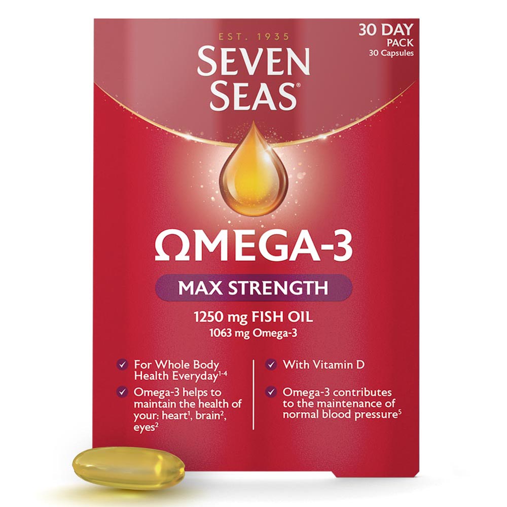 Seven Seas Omega-3 Max Strength with Vitamin D 30 Capsules Image 2