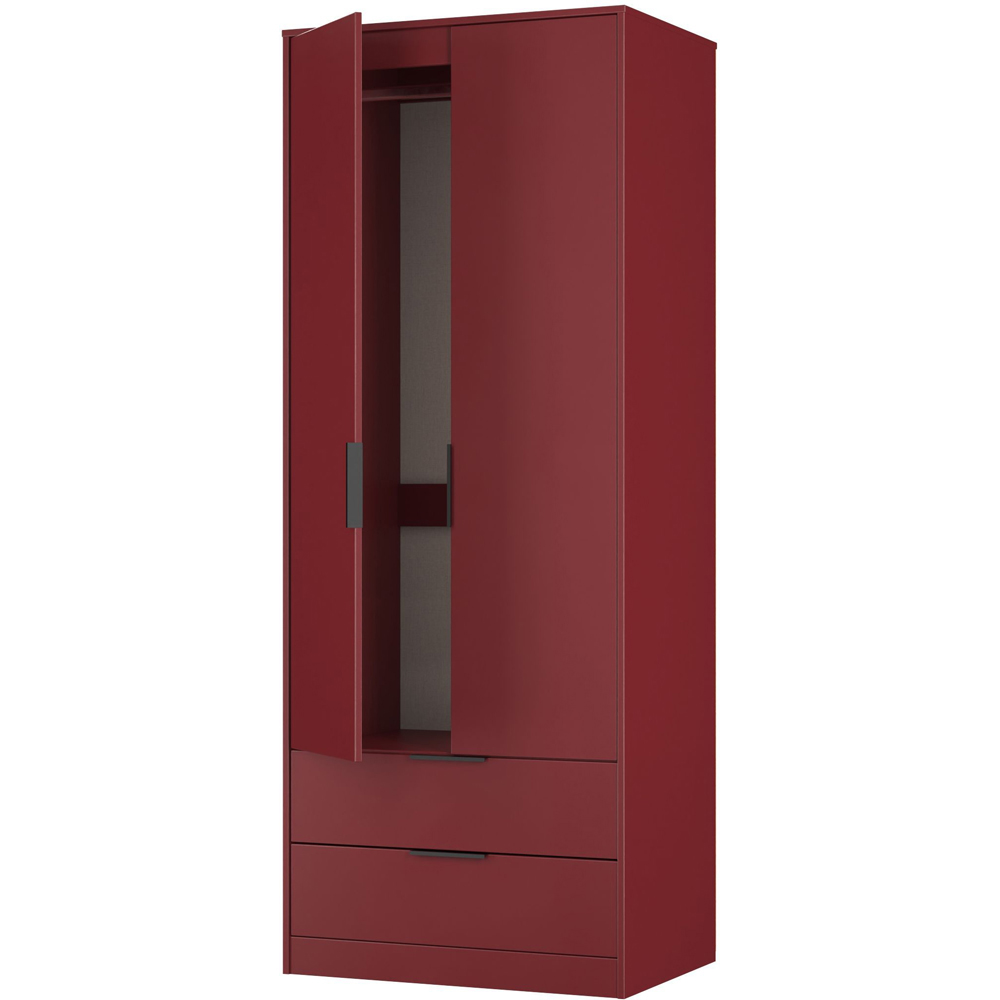 Crowndale Hong Kong 2 Door 2 Drawer Red Matt Tall Wardrobe Ready Assembled Image 5