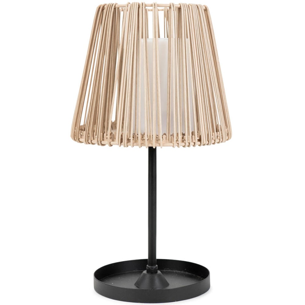 ValueLights Rattan Outdoor Solar Table Lamp Image 1