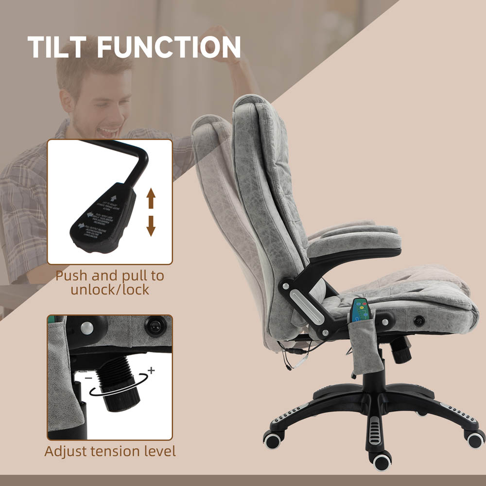 Portland Grey Microfibre Swivel Massage Recliner Office Chair Image 5