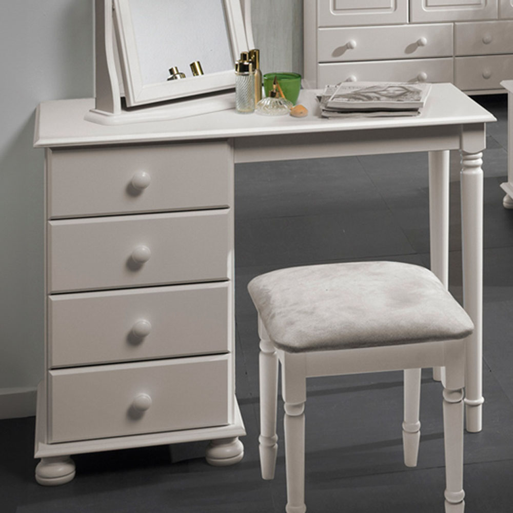 Florence Copenhagen 4 Drawer White Solid Pine Dressing Table Image 1