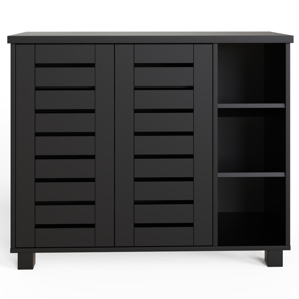 GFW Bodie 2 Door 3 Shelf Black Shoe Cabinet Image 2