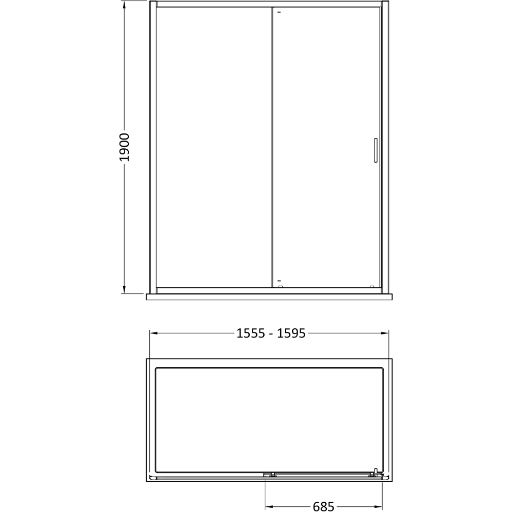 nuie Brushed Brass Single Sliding Shower Door 1600mm Image 2