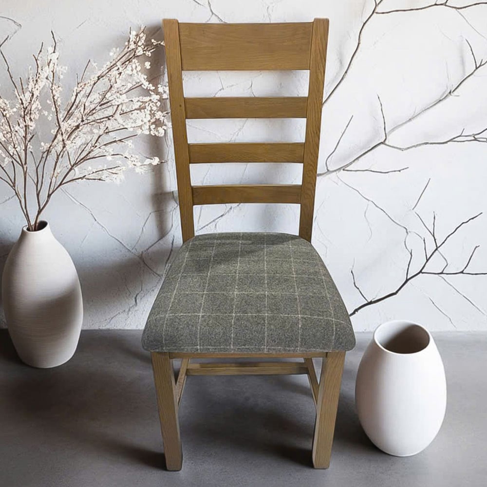 Home Source Holcombe Grey Smoked Oak High Slatted Back Dining Chair 2 Pack Image 2