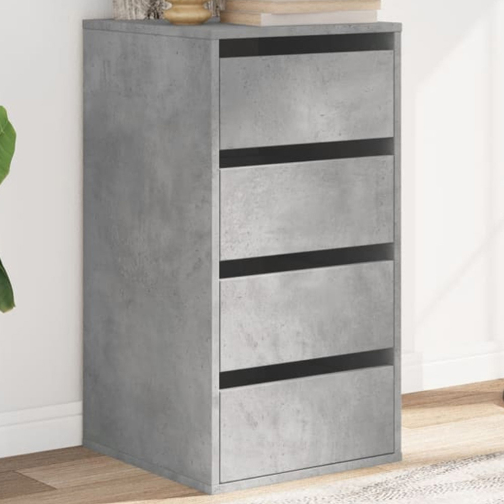 vidaXL 4 Drawer Concrete Grey Wooden Chest of Drawers Image 1