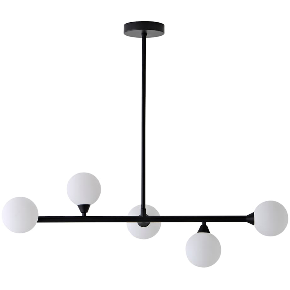 ValueLights Fallon Frosted Glass Globe Shade Black Ceiling Light Bar with Bulb Image 1